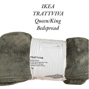 IKEA TRATTVIVA Queen/King Green Dark Gray-Green Bedspread 98"x104"